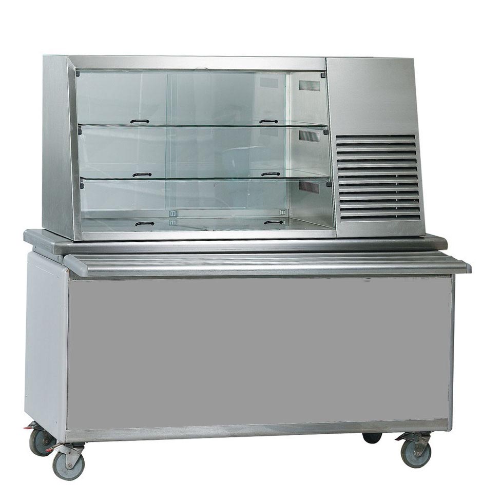 Buffetausgabe PROFI neutral mit Aufsatzkühlvitrine / 6 SB-Klappen