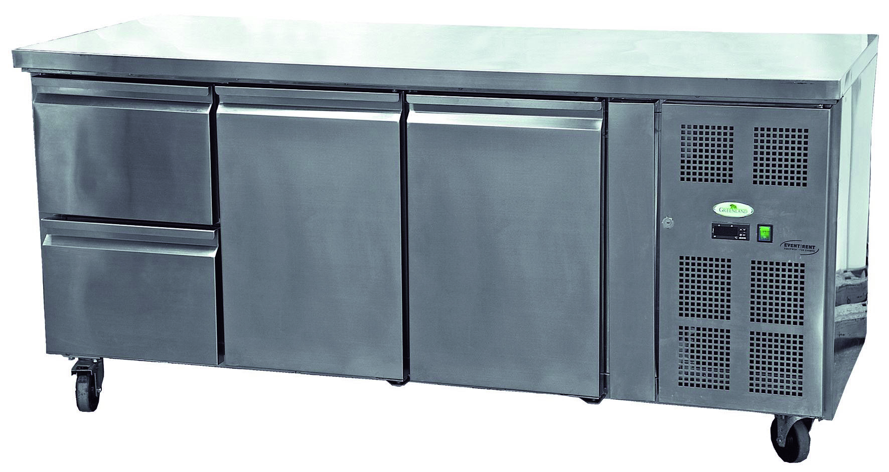 Kühlwerkbank rollbar mit 2 Türen & 2 Schubladen