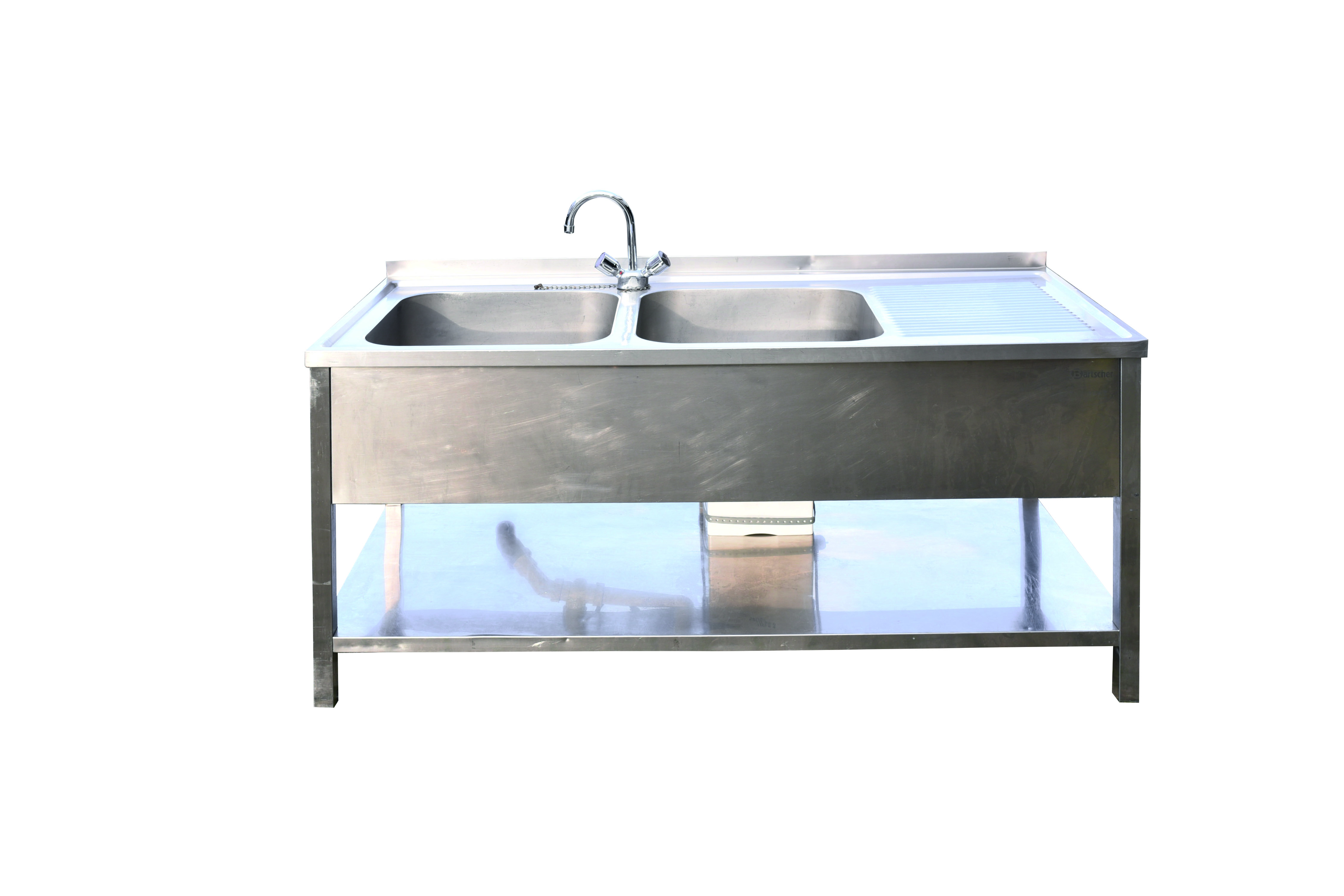 Doppelspüle mit Becken links inkl. Durchlauferhitzer - rollbar