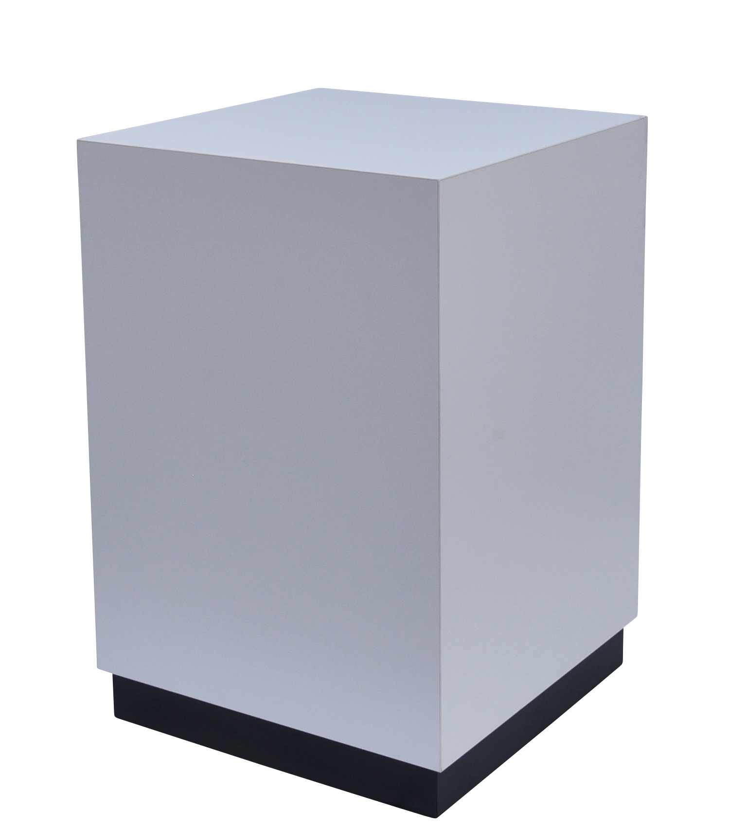 Hightable/Säule CUBIX WHITE mit schwarzem Sockel